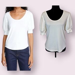 Frame Puff Sleeve Blouse Top White Size Medium